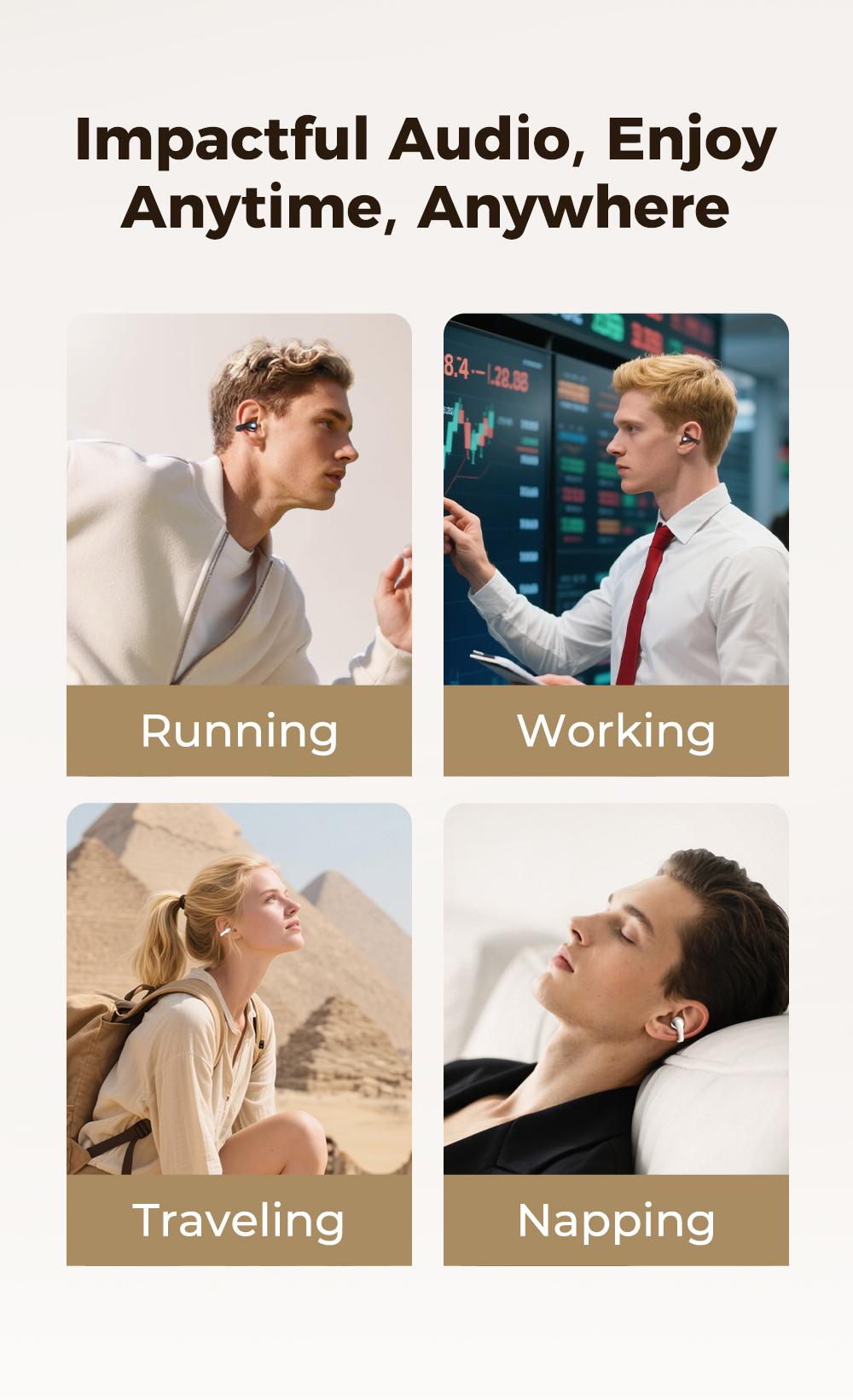 HTC NE56 OWS - New clip-on earphones. Bluetooth headset (6.0), IPX5 waterproof, with charging case and built-in microphone. Super comfortable to wear, excellent sound quality, and a three-month warranty! Suitable for a variety of occasions.