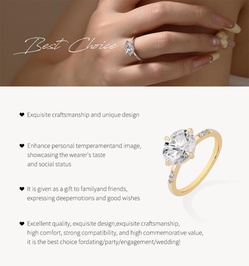 ATTAGEMS D VVS1 Color Oval Cut 3CT Synthetic Moissanite Ring for Women 925 Sterling Silver Classic Engagement Wedding Anniversary Fine Jewelry Gift R288 SpringStatements