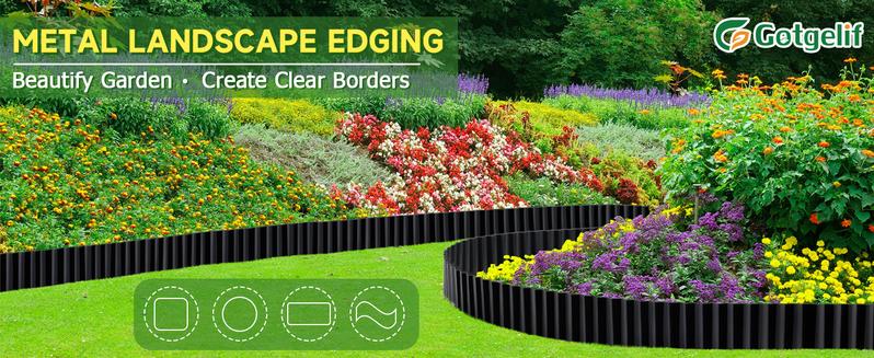 GOTGELIF Corrugated Metal Garden Edging, 6" x20FT Galvanized Steel Landscape Edging Border, Flexible & Cuttable & DIY Shape & Rust-Resistant, Easy to Install for Flower Bed, Lawn, Vegetable Garden