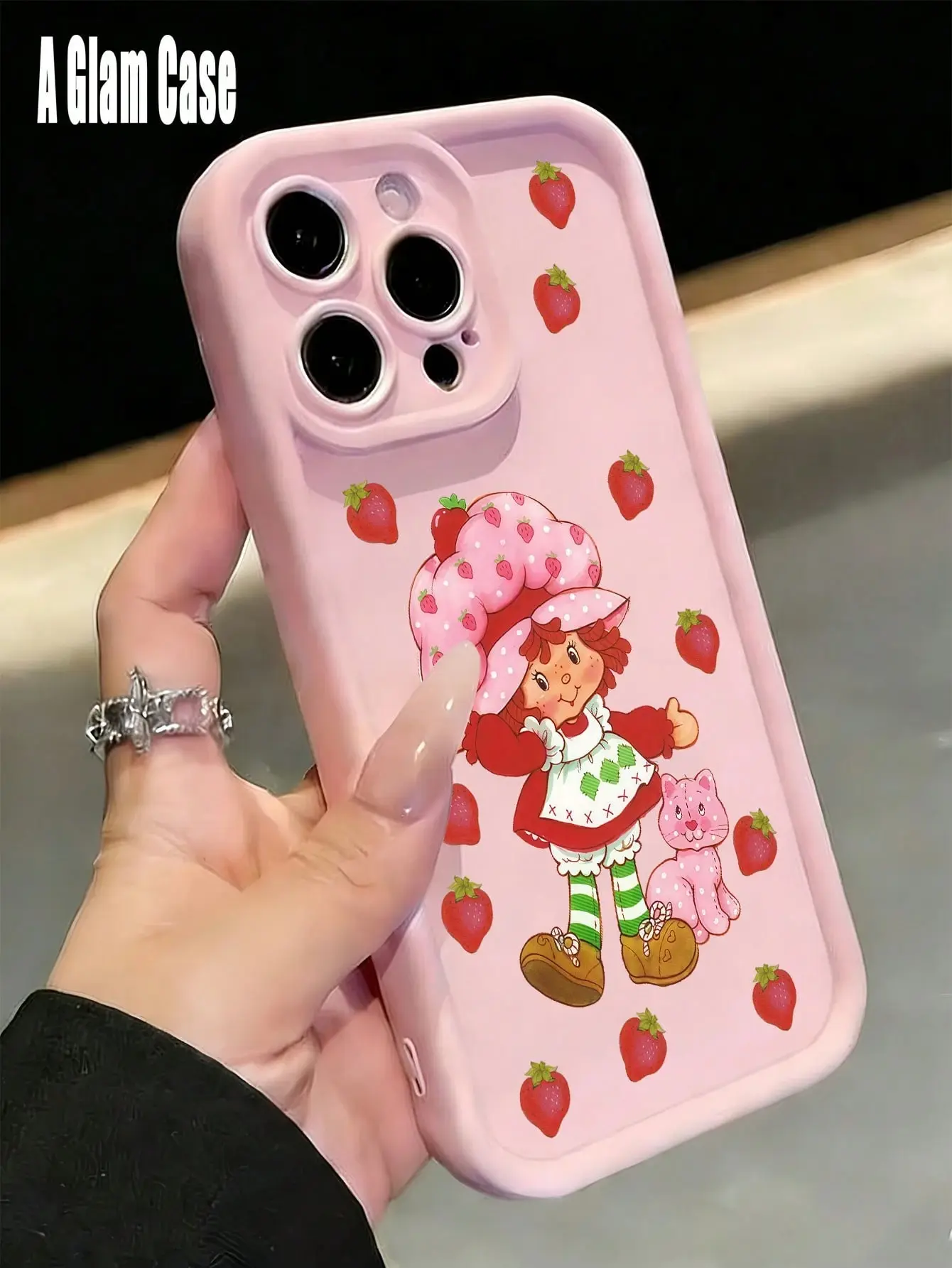 Strawberry Shortcake Themed Pink Retro Fashionable Smartphone Casing, Cellphone & Devices Accessories