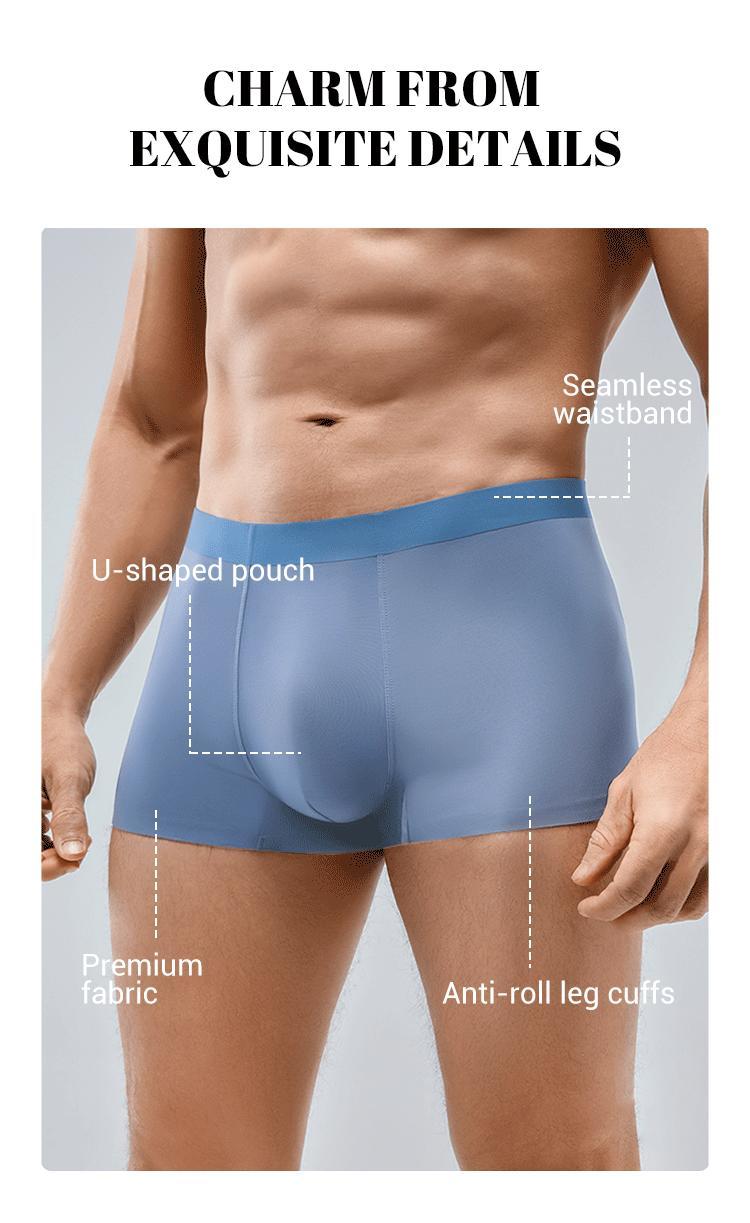 3-Pack Men's Ice Silk Boxer Briefs – Ultra Thin Cooling Breathable Underwear, Soft Stretch Comfortable Boxers for Everyday Wear