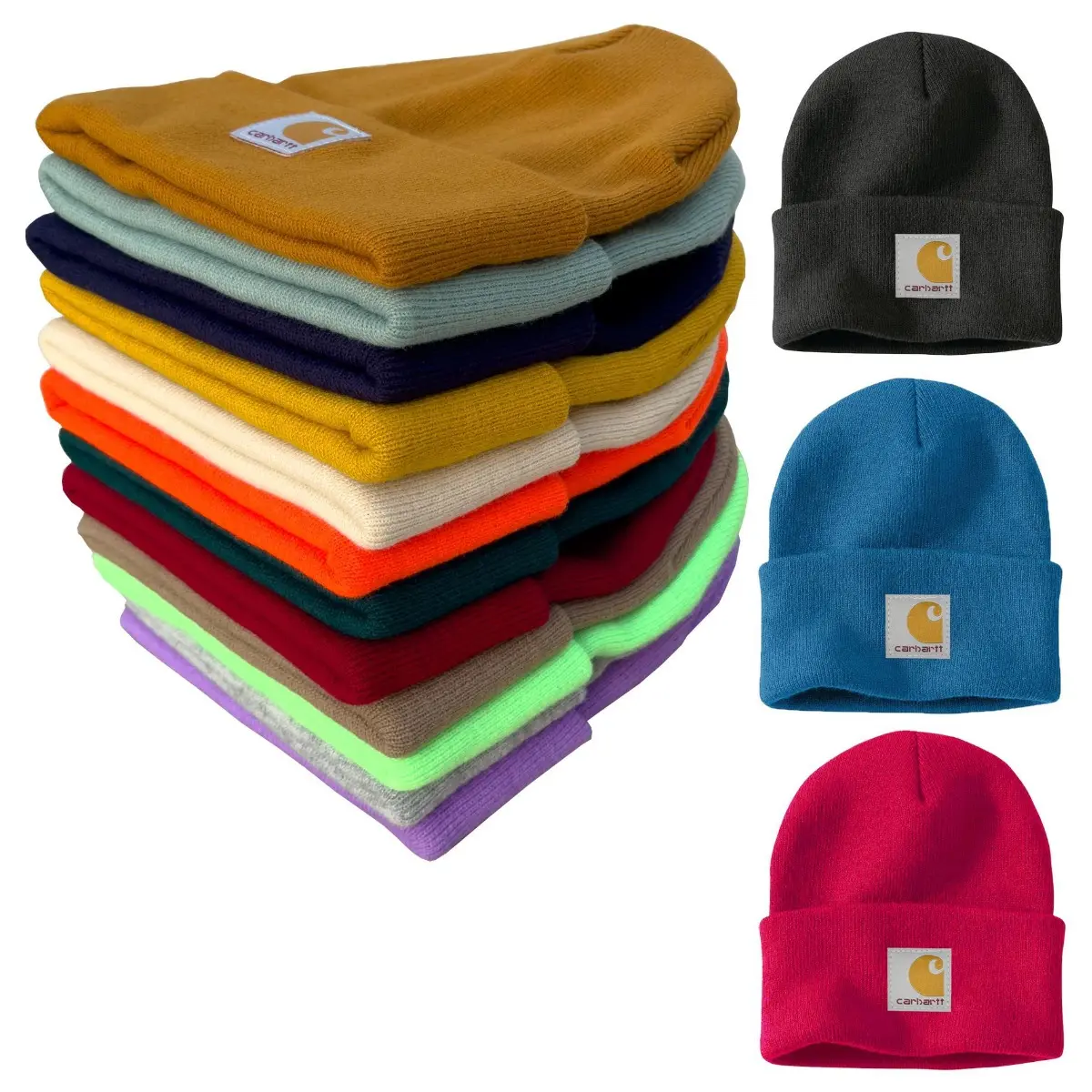 Carhartt Classic Logo Patch Cuffed Knit Beanie Unisex Warm Winter Acrylic Watch Hat