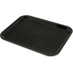 Cafe Standard Plastic Tray NSF Certified BPA Free 14x10 Inch Black Lightweight Stackable Food Service Basket