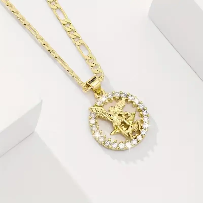 Elegant 14K Gold PlatedPriest Pendant Necklace with Cubic Zirconia Bohemian StyleSuitable for Holidays And Special Occasions, Holiday Jewelry IBohemian Style Pendant |14K Gold Plated Jewelry
