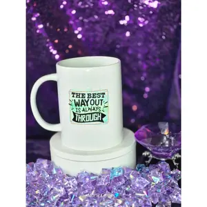 15oz White Ceramic Motivational Coffee Mug With Take It One Step At A Time And The Best Way Out Is Always Through