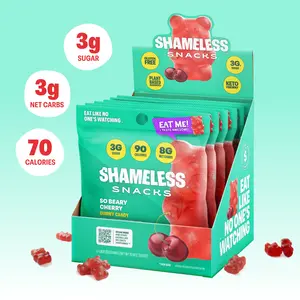 So Beary Cherry - Keto & Vegan Gummies (6 Bags), 3g Net Carbs, 3g Sugar, Gluten-Free, 70 calories per bag, healthy sweet snack Bonbon Fruity