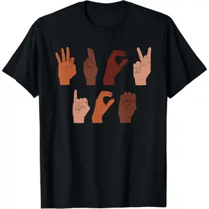 Immigrant Rights Message Graphic Unisex T-Shirt with Bold Hand Sign Design, Social Awareness Statement Tee for Streetwear Style, Everyday Casual Wear and Peaceful Expression