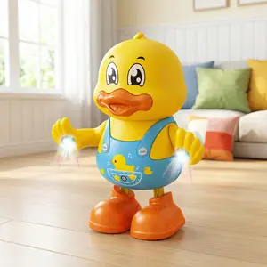 Electric Dancing Duck Toy with Lights & Music, Bump & Go Interactive Walking Duck, Moving Arms Educational Toy for Toddlers & Kids
