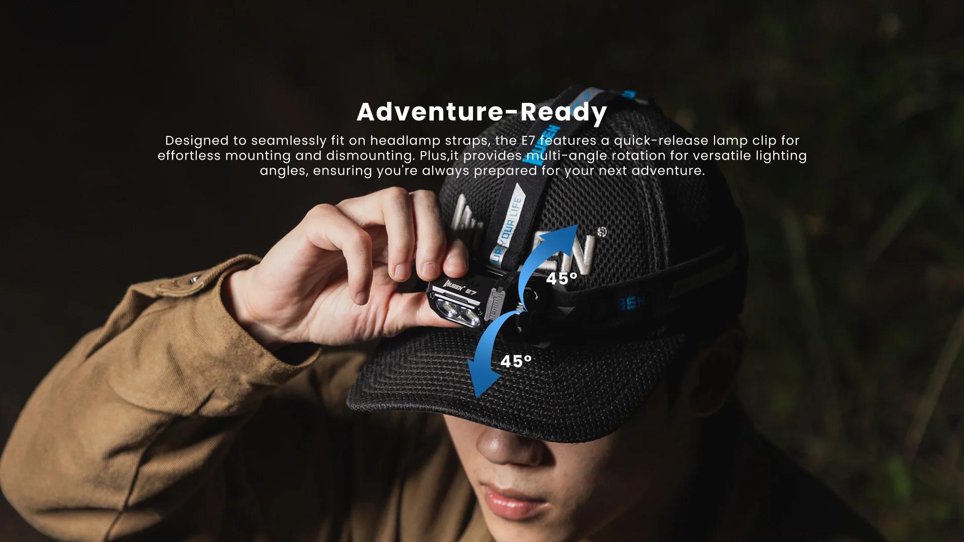 WUBEN E7 1800 Lumens Super Bright Magnetic LED EDC Flashlight - USB-C Rechargeable, IP68 Waterproof, 6 Modes, Ideal for Camping, Hiking, Emergencies