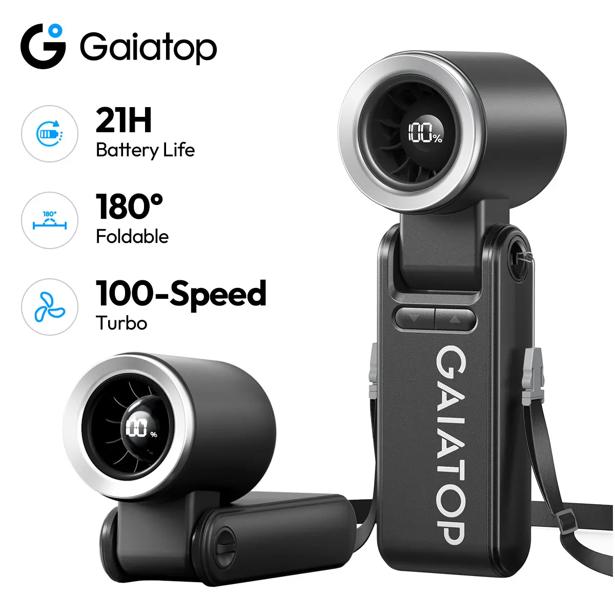[21H Long Life] GAIATOP Foldable Handheld Fan, 180° Adjustable 6-Speed Mini Fan for Travel, Makeup & Work Summer Essential Practical Travel Gift TikTokshopspringglowup summerwins,back to school,back to school haul