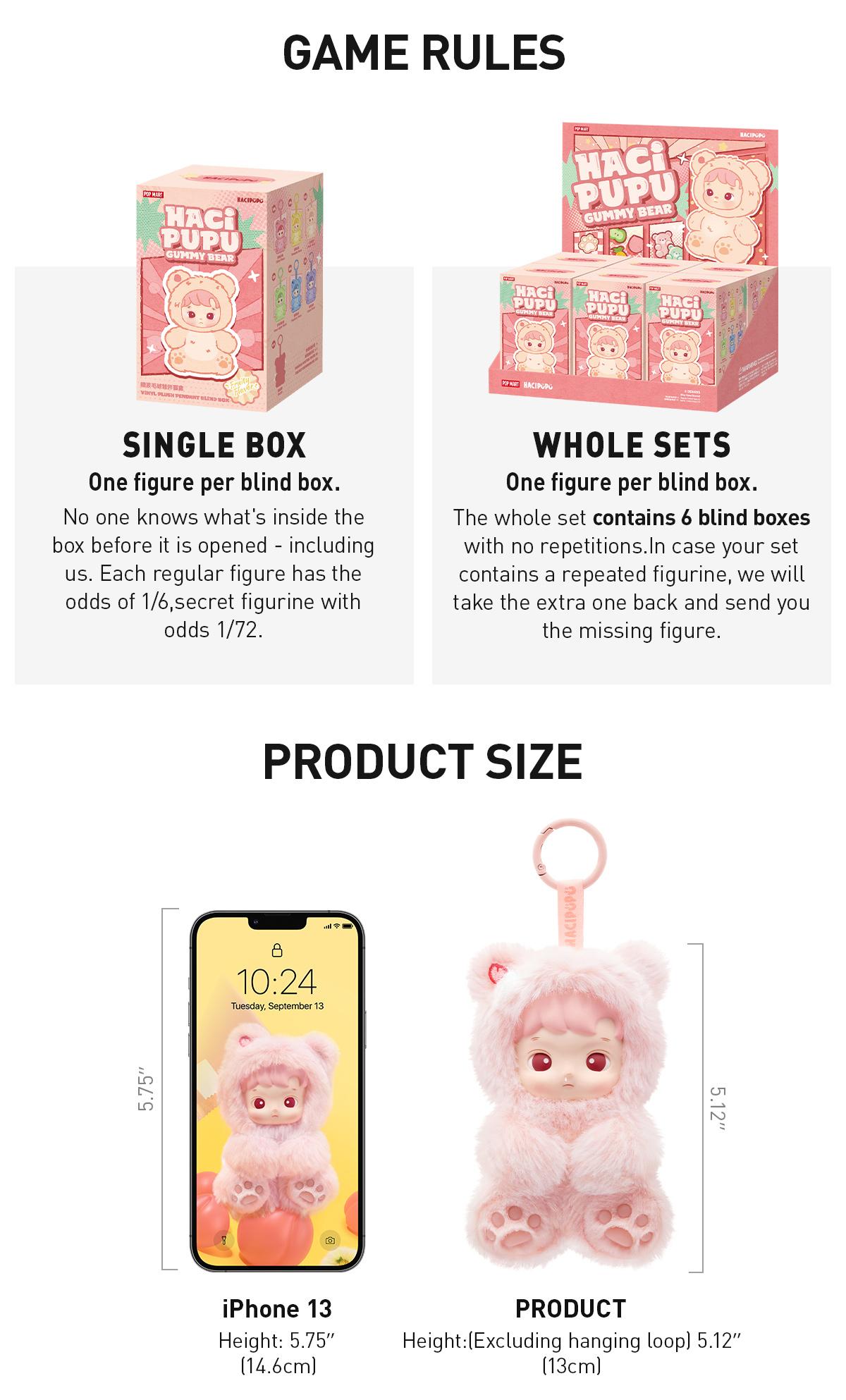 POP MART HACIPUPU Gummy Bear Series-Vinyl Plush Pendant Blind Box POP MART HACIPUPU Gummy Bear Series-Vinyl Plush Pendant Blind Box