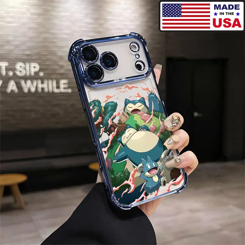 Custom Snorlax & Munchlax Pokemon Anime Aesthetic Silicone TPU Phone Case - Protective, Anti-Drop, Shockproof Popular Accessory for iPhone 12/13/14/15/16/17 Plus Pro Max Ultra & Samsung 22/23/24/25 Plus Pro Max Ultra with Multi-Model Compatibility