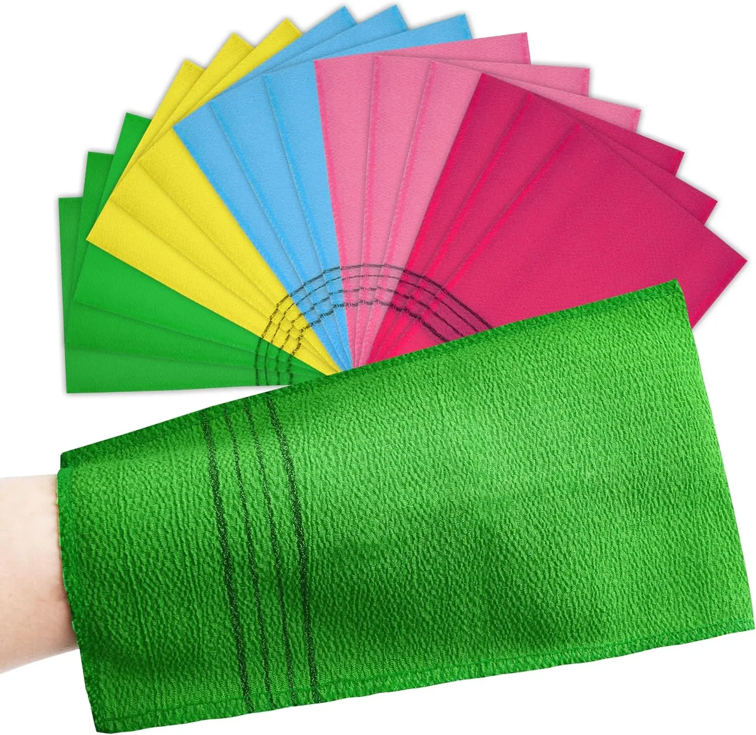 15 Pcs Exfoliating Washcloth, Korean Exfoliating Mitt Colorful Korean Exfoliating Cloth for Removing Dry, Large Size Exfoliating Body Scrubber Christmas Stockings Stuffers for Women