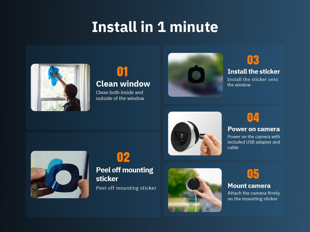 Girafit 2K Second Floor Window Camera, ChroMax AI Color Night Vision, 2.4GHz & 5GHz Wi-Fi Indoor Security Cameras, Person & Motion Detection, 24/7 Recording, Easy & Quick Install, MicroSD Card Local Monitoring