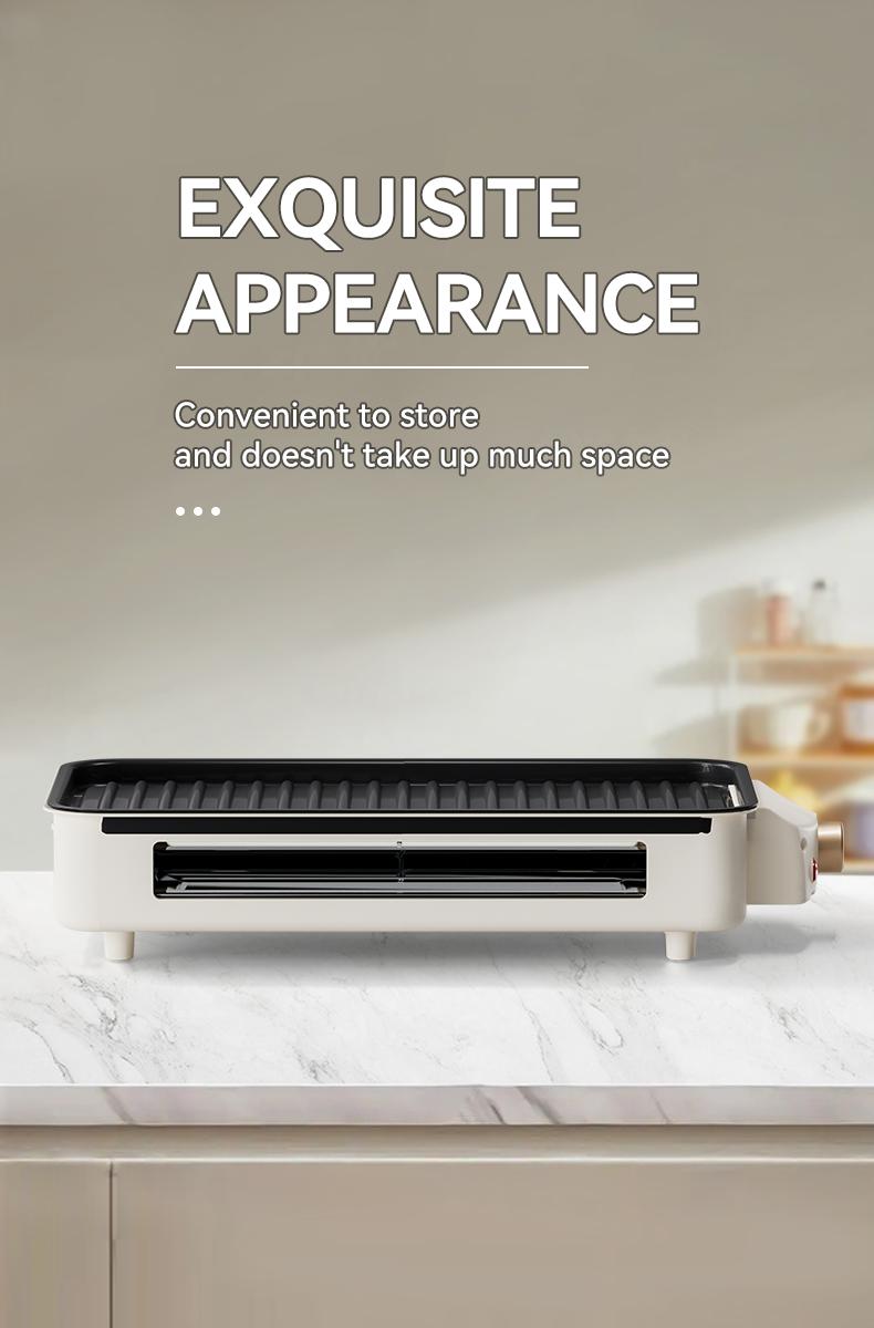 TANLOOK 1500W Electric Korean BBQ indoor Grill – Smokeless Non-Stick Grill with Removable Plates & Temp Control, Compact All-Purpose Tabletop Griddle, with Clip & Brush