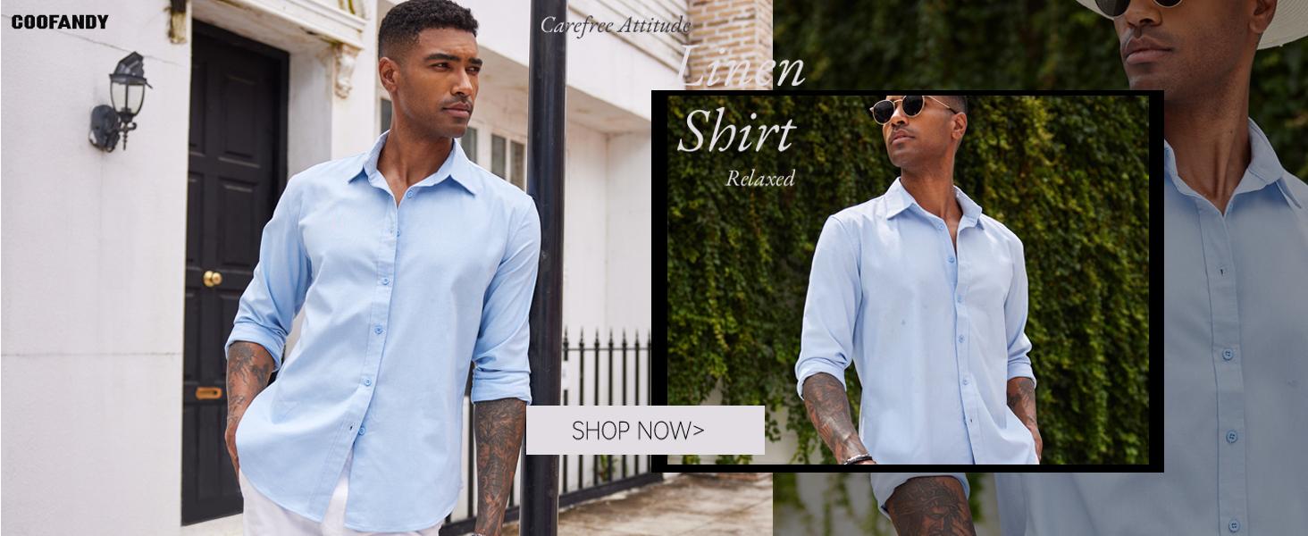 COOFANDY Men's Thin Long Sleeve Button Down Shirts Casual Business Dress Shirt