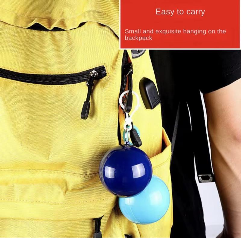 3 pcs Disposable Rain Coat Sphérical Compression Portable Travel for Poncho Ball in Blue Orange & Yellow Colors