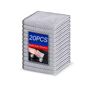 Pack of 20 Newly Upgraded Multi-Purpose Non-Scratch Wire Dishcloths - Double Layer Reusable Dishcloths,, Reusable Multi-Purpose Wire Dishcloths for Kitchen Cleaning Cloths, Sinks, Dishes, Stoves, Dimensions, 7.87 "x 7.87"