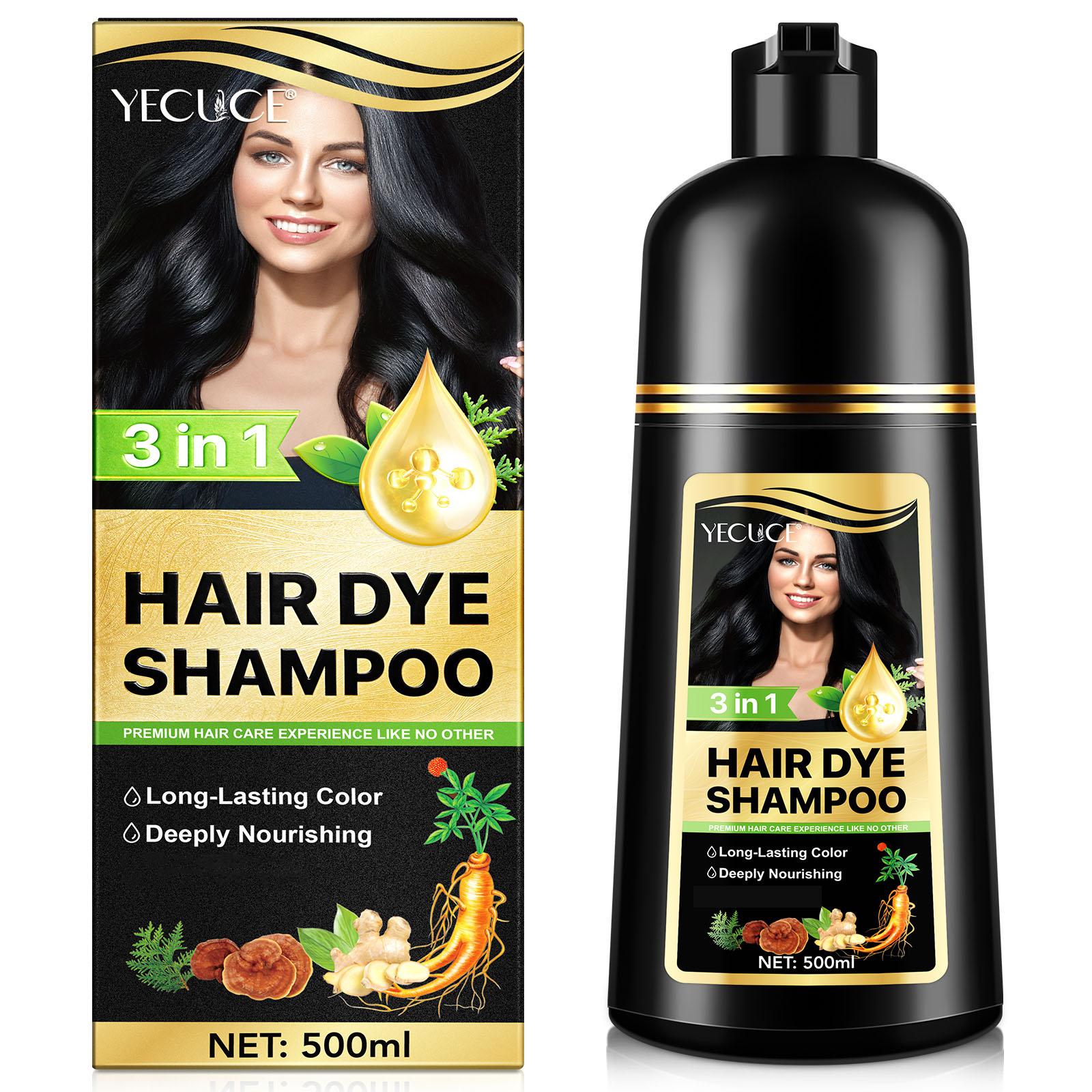 Yecuce Herbal Ingredients Hair Color Shampoo for Gray Hair Coverage - Black Hair Dye Shampoo 3 in 1 for Women Men 500ml Cleanser Conditioner Cleansing Yecuce Herbal Ingredients Hair Color Shampoo for Gray Hair Coverage - Black Hair Dye Shampoo 3 in 1 for Women Men 500ml Cleanser Conditioner Cleansing