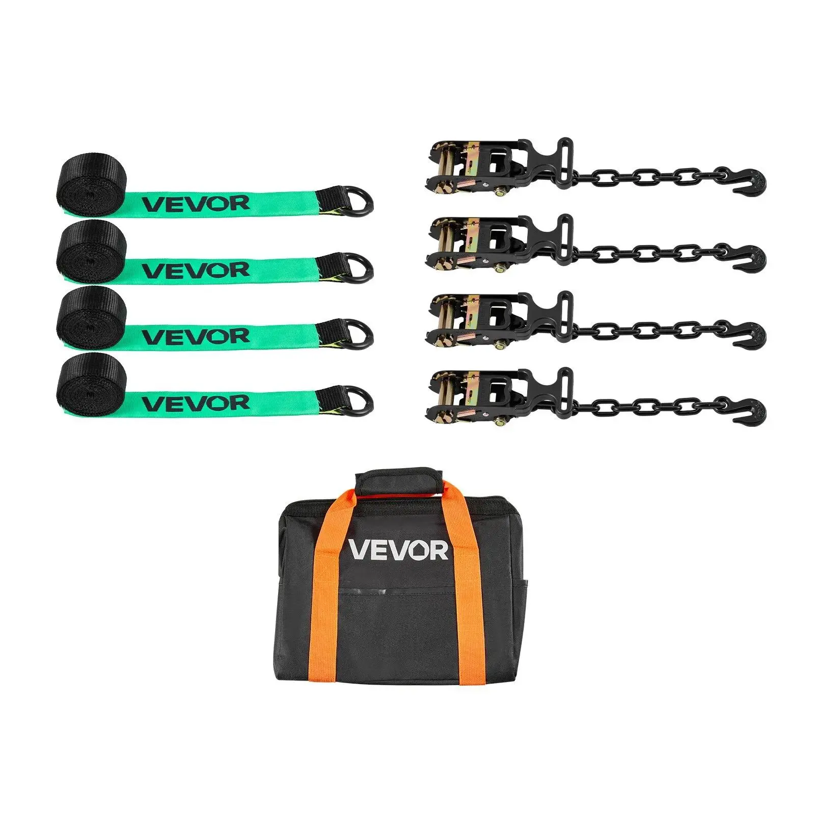 【summerfinds】VEVOR Wheel Chock Tie-Down Kit, Tire-Style Tow Dolly Strap, Car Tie Down Kit with Heavy-Duty Hook, Break Strength 10009 lbs & Working Load 3333 lbs Motorcycle Tie-Down System for ATV, SUV, Trailer