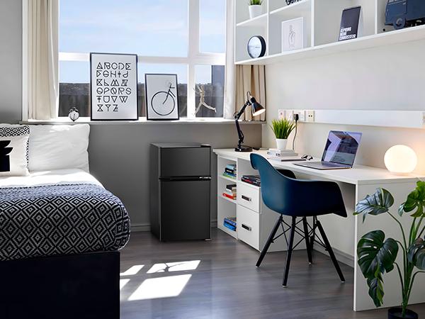 Antarctic Star Mini Compact Refrigerator, 3.2 Cu.Ft. Separate Freezer Double 2-Door Adjustable Removable Shelves,Mini Fridge with Double Doors, for Basement/Apartment/Dorm/Office