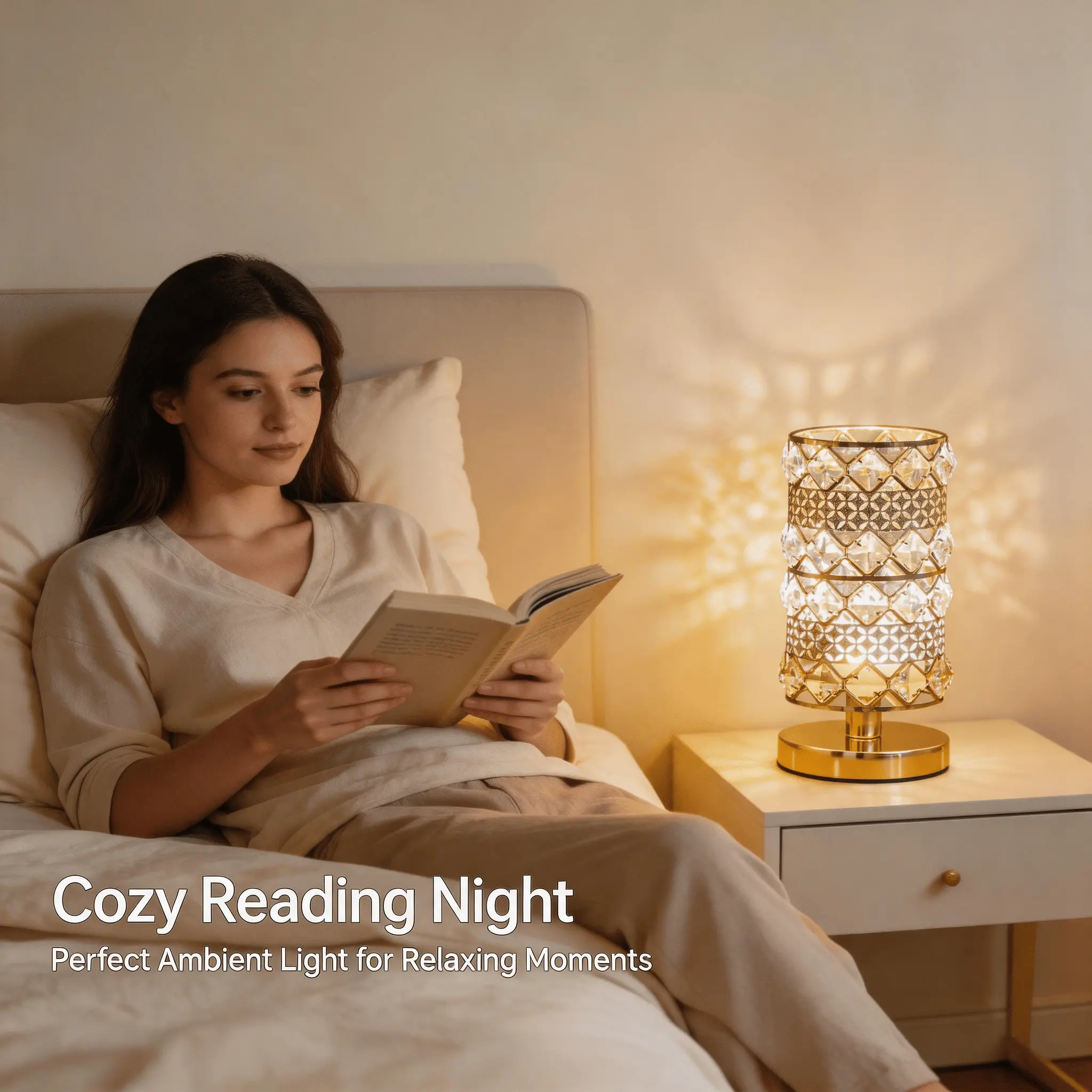 Chic Decor Crystal Metal LED Table Lamp - Aesthetic Sparkling Effect, Adult Unisex Lamps for Bedroom Nightstand, Desk Light for Room Decor & Gift, Indoor Use