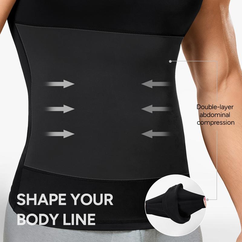 【Nebility】Men’s Compression Sleeveless Tank Top, Waist-Tightening Shaping Vest, 100% Biobased Eco-Friendly Fabric, Breathable Soft Anti-Pilling Sweat-Wicking, Ideal for Gym, Workout, Layering or Outerwear