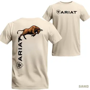 [Sale Up To 45%] Ariat T-Shirt - Artistic Bull Design Paired With Iconic Brand Logo, Perfect For Casual Wear