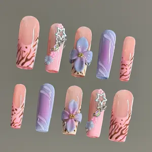 NailVesta ROSY TIGRESS – 100% Handcrafted 3D Press-On Nails | Reusable, Long-Lasting, Salon-Quality