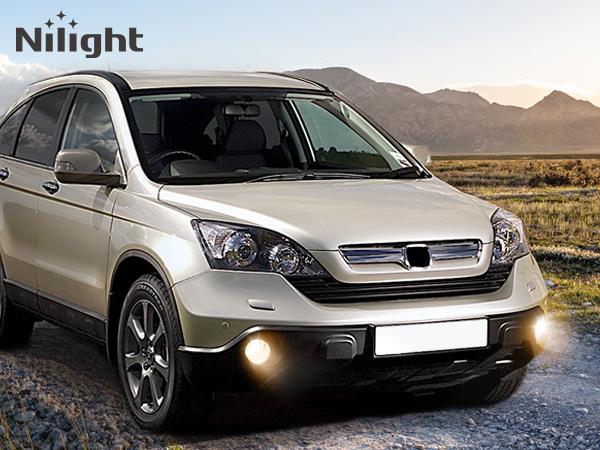 Nilight Fog Lights Assembly Compatible with 2007 2008 2009 Honda CRV EX EX-L LX Light Replacement Clear Lens Driver and Passenger Side