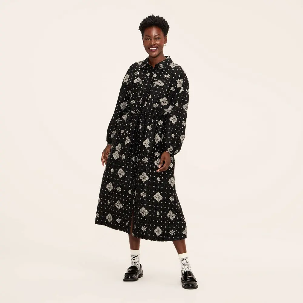 Women's Bandana Print Long Sleeve Utility Midi Shirt Dress - Woolrich -  TikTok Shop