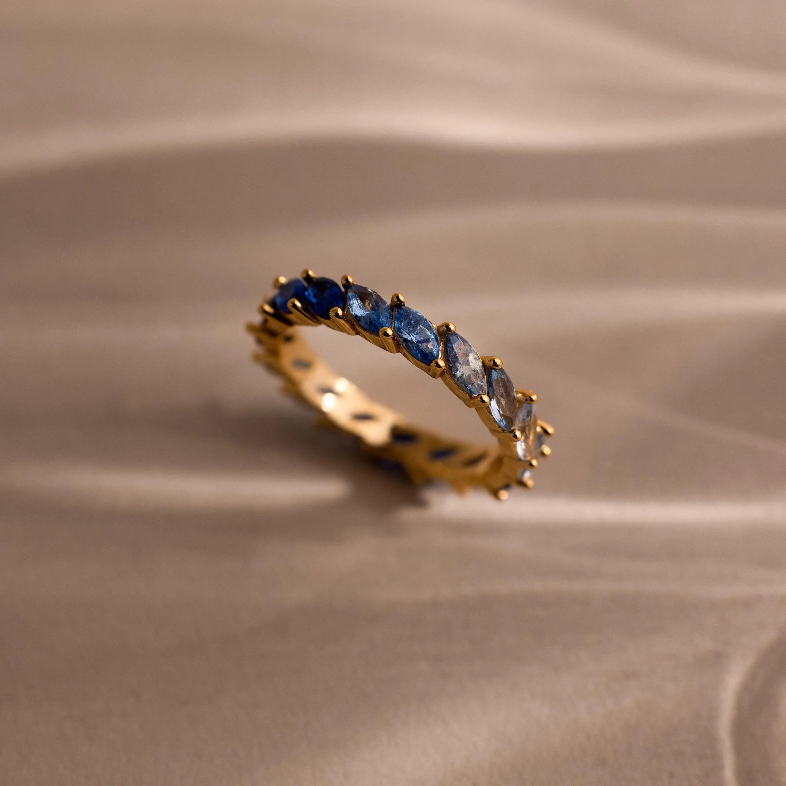 Blue Marquise Ombre Ring by Caitlyn Minimalist - Sapphire Gemstone Stacking Ring - Dainty Eternity Birthstone RIng - Elegant Bridal Jewelry - Something Blue - Gift for Her