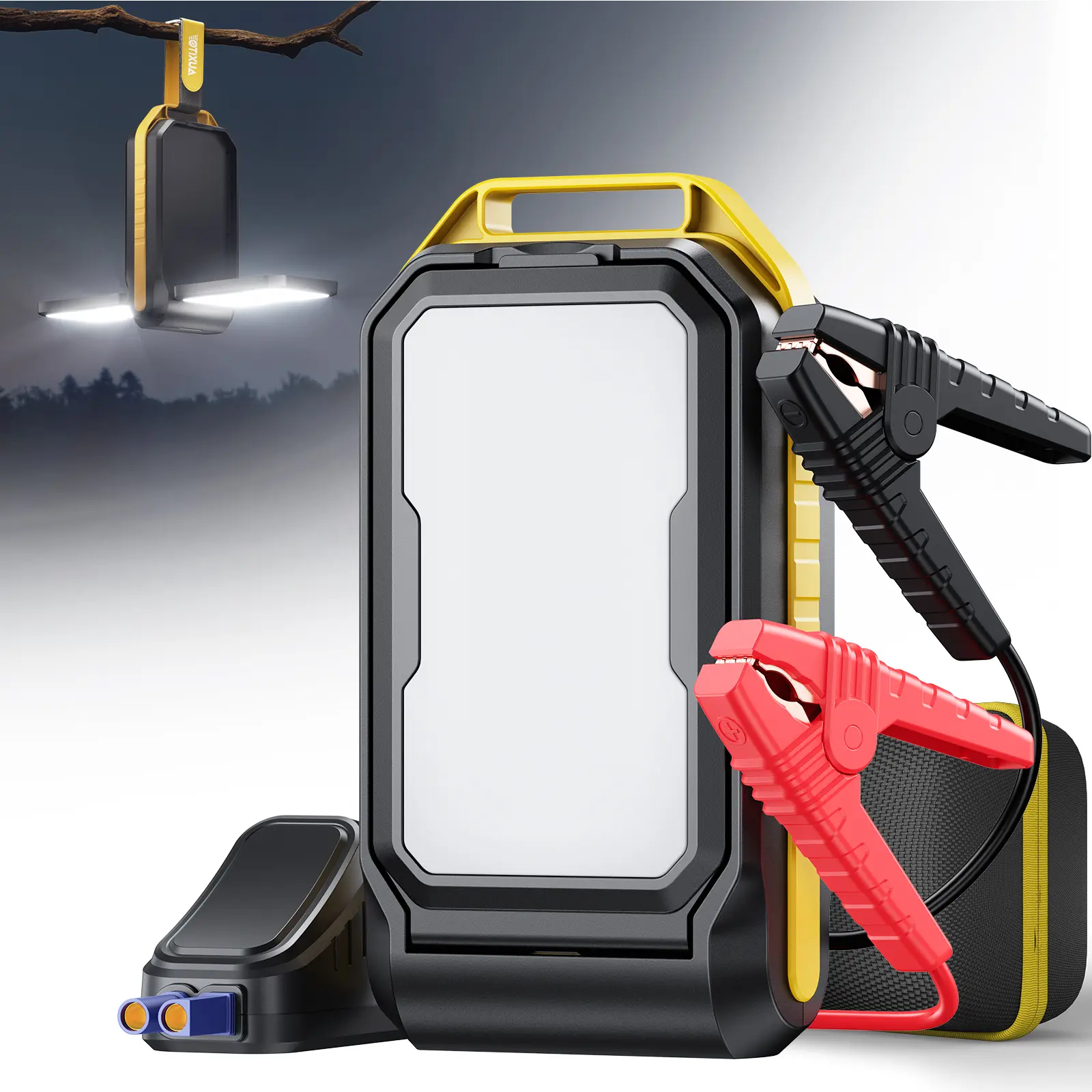 AUXITO Jump Starter: 9000A Portable Car Battery-Jumper for All Gas or up to 12L Diesel, 3 in 1 Multi-Function 12V Jump Box with 2500LM Camping Light and 16000mAh Power Bank
