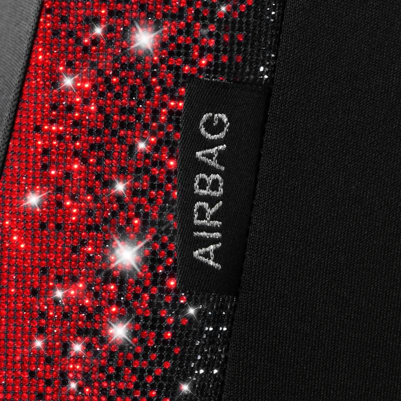 CAR PASS Oxford Bling Diamond Car Seat Covers 2 Front Interior Sets, Waterproof Shining Glitter Sparkly Crystal Universal Armrest Fit 95% Automotive Truck SUV Cute Women Girl, Black Red Rhinestone