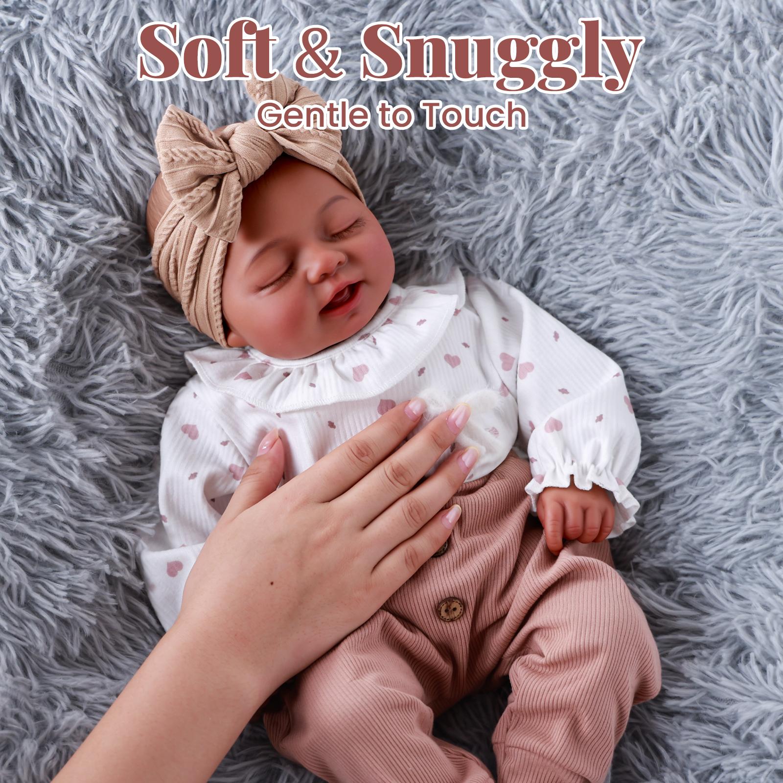 BABESIDE Lifelike Reborn Baby Dolls Black Girl Callie - 20 - Inch Soft Body Realistic Newborn Baby Doll Poseable Limbs Real Life Baby Dolls with Clothes and Toy Gift for Kids Age 3+ Rebornbabydoll