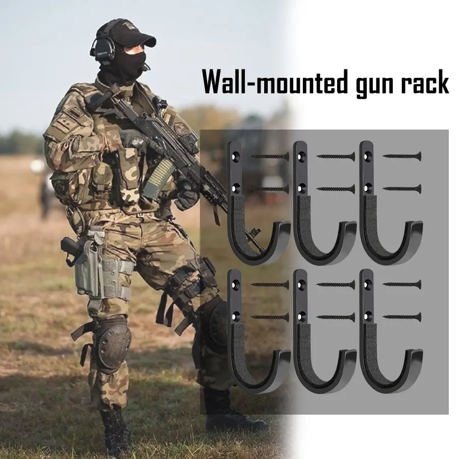 GOHIKING Gun Rack Storage Rifles Shotgun Hooks Wall Mount Hangers for Any Rifles Shotguns Archery Bow with Soft Padding and Heavy Duty Steel