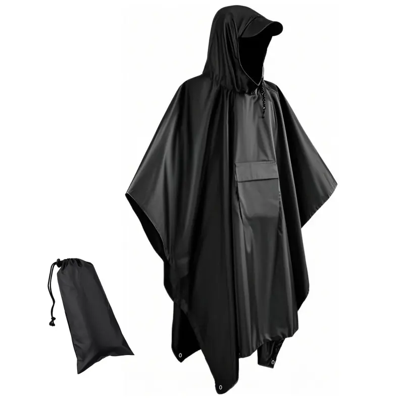 Unisex Waterproof Raincoat with Hood and Zipper, Reusable Hiking Rain Poncho with Pockets, Adult Size, Ideal for Men & Women, Rainproof, Rainy Day, Rainy Season