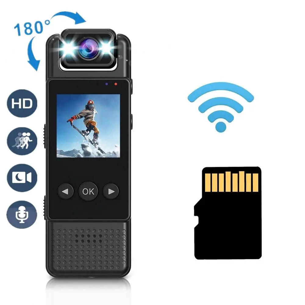 4K HD Action Camera, USB Rechargeable Body Worn Camera, Infrared Night-Vision WiFi Hotspot Sports Camera, Outdoor Sports Camera, Vlogging Camera, Wearable Recording Camera, Wireless Vlog Camera, HD Video Camera, Wearable Cameras