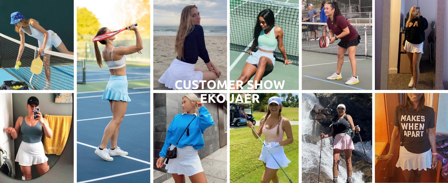 EKOUAER Women's Athletic Golf Skorts Lightweight Skirt Pleated with Pockets for Running Tennis Workout