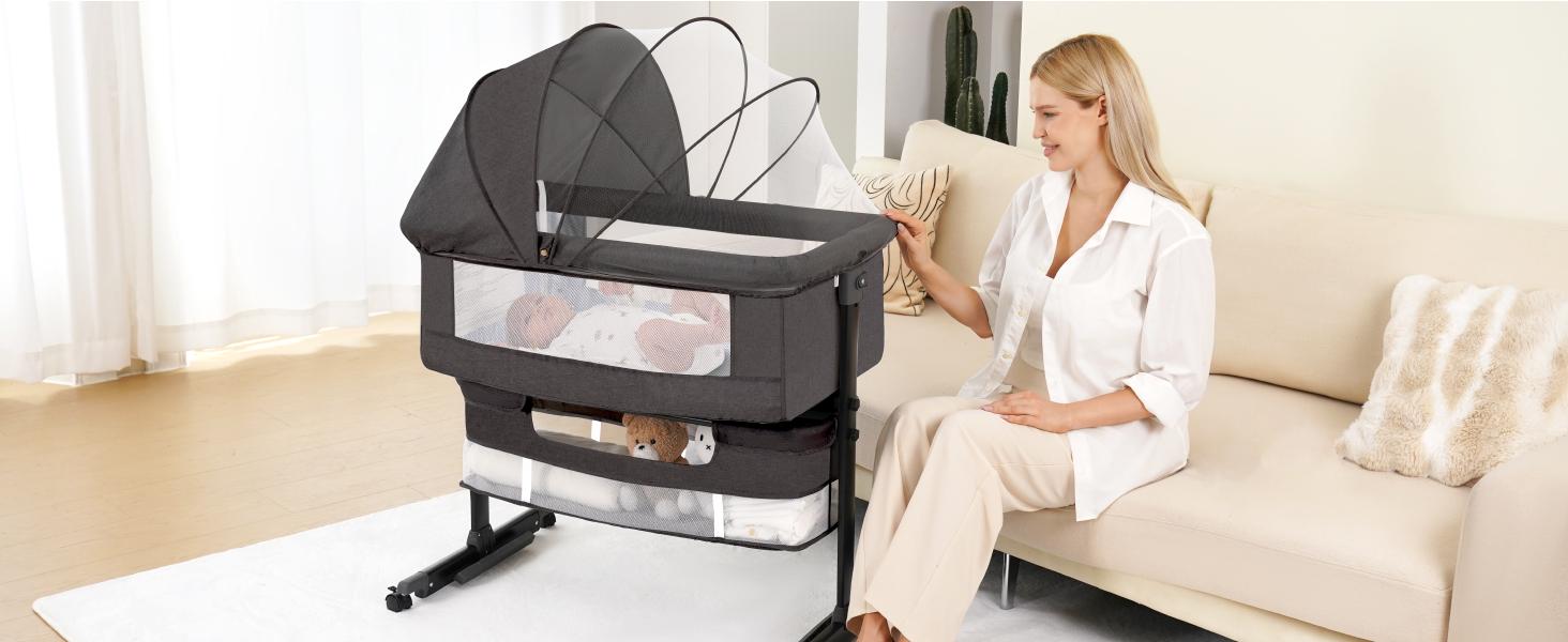 Baby Bassinet, Baby Basinet Bedside Sleeper, Easy to Fold Portable Crib Side Bassinet new Style Girl/boy bassinets Baby Bassinet, Baby Basinet Bedside Sleeper, Easy to Fold Portable Crib Side Bassinet new Style Girl/boy bassinets