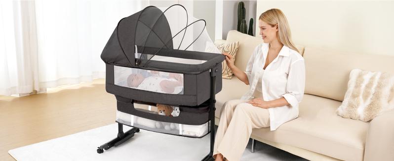 Baby Bassinet, Baby Basinet Bedside Sleeper, Easy to Fold Portable Crib Side Bassinet new Style Girl/boy bassinets