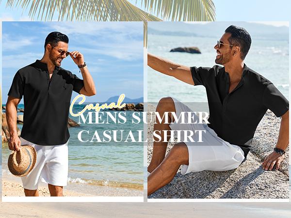 COOFANDY Men's Henley Shirt Short Sleeve Casual T-Shirt Summer Beach Hippie Henley Tee Shirt COOFANDY Men's Henley Shirt Short Sleeve Casual T-Shirt Summer Beach Hippie Henley Tee Shirt