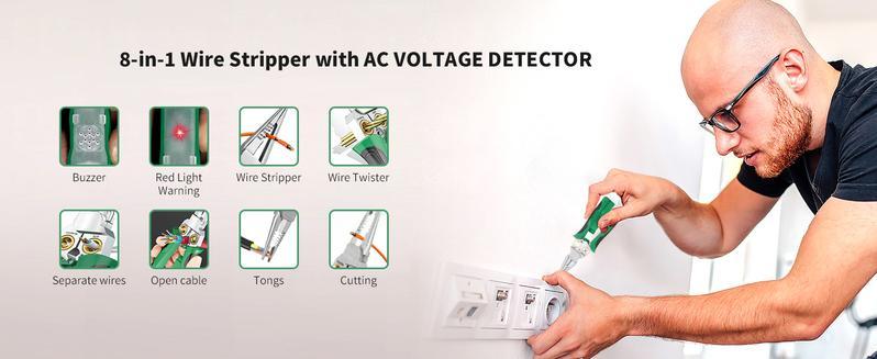 16 in 1 Professional Multi - Function Pliers with Flathead & Phillips Screwdrivers, Wire Stripper, Crimper, Hex Key Wrench, Bolt Cutter, Voltage Tester, Cable Cutter, Wire Spooler, Puncture Knife, Precision Wire Cutter, Hex Socket, Insulated Grip