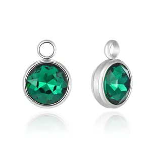 10pcs Grade A May Emerald Green Birthstone Charm Drops, Stainless Steel, Non Tarnish, 10mm, CCP30-5