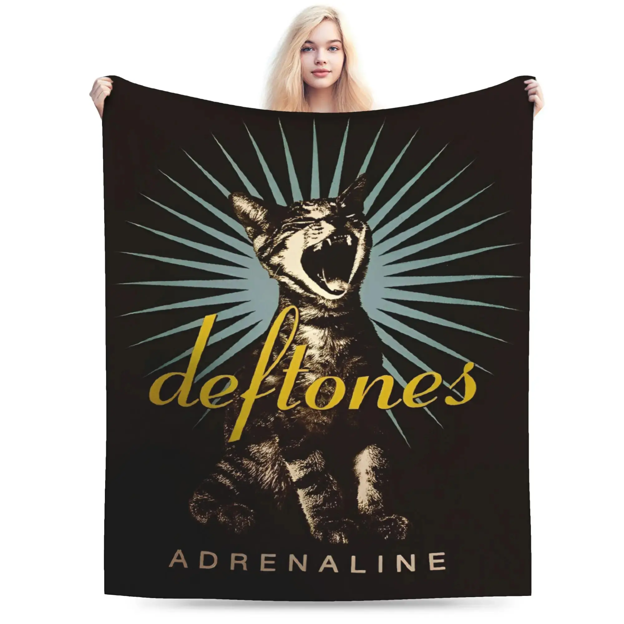 Deftones Metal Band Album Art Flannel Throw Blanket, Alternative Rock Collage for Music Studios and Moody Bedrooms, Soft Sofa Lounge Accent for Late-Night Listening & Birthday Holiday Gift for Rock Collectors