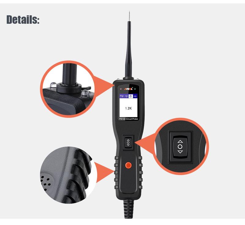 ANCEL PB100 Automotive Power Circuit Probe Tester, 12/24V Power Probe for Open/Short Circuit Testing, Continuity, Resistance, Relay & Diode Tester, 40FT Cable
