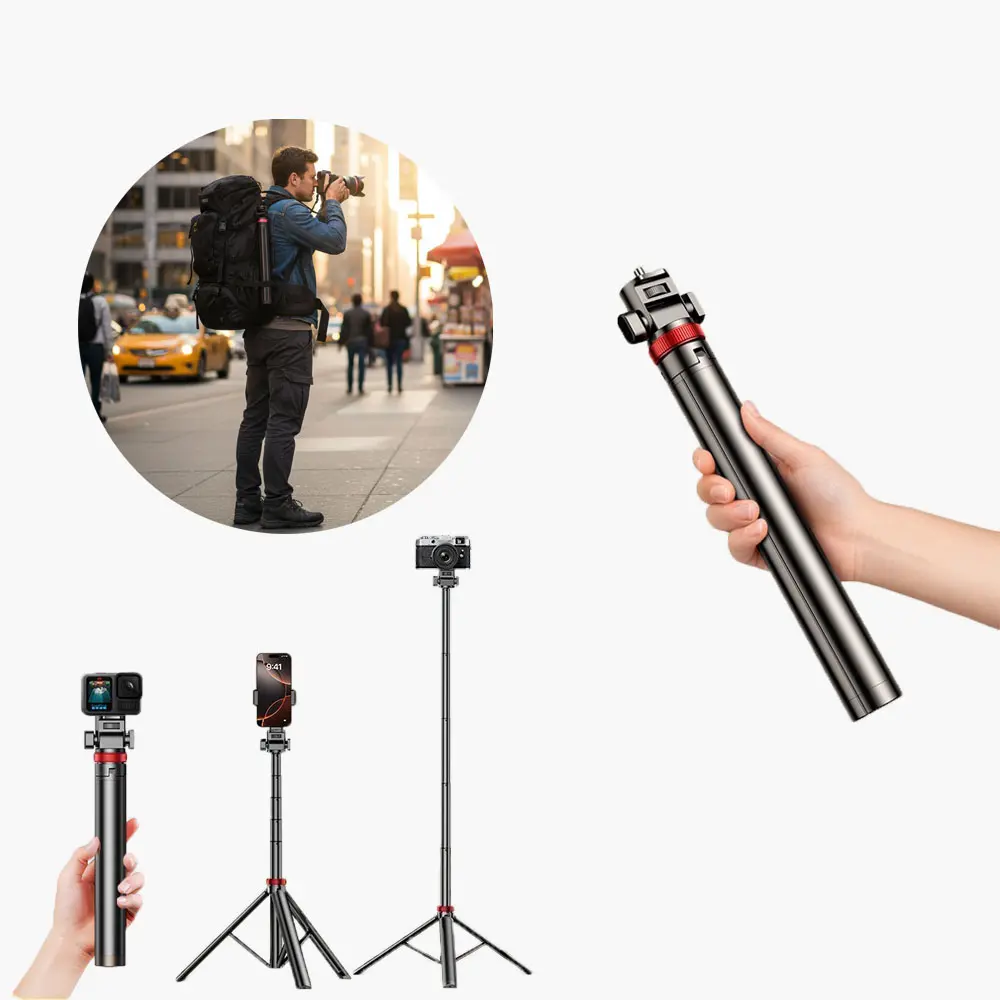 2in1 Phone and Fill Light Tripod Stand, 80 Inch Lightweight Aluminum Alloy Selfie Stick, Telescopic Portable Travel Bracket with 1/4 Inch Screw, Camera & Fill Light Holder, Sturdy Support for Smartphone, Vlogging, Live Stream, grabar para luz