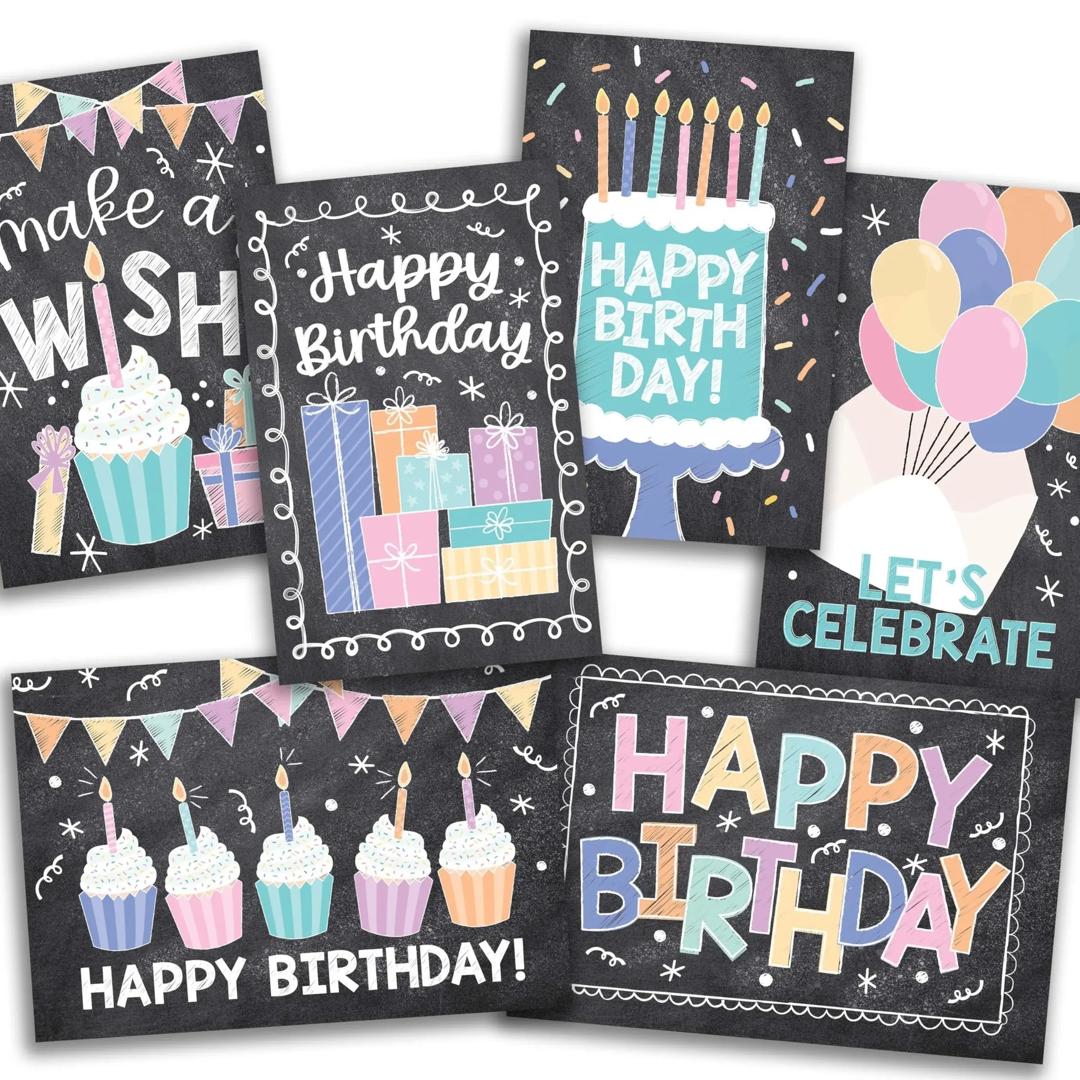 Hadley Designs Folded Blank Happy Birthday Cards Bulk Assortment Box - 54-Pack with Envelopes, 3.5x5 Inches Unique Designs for Kids & Adults, Folded Format Office Stationery Supplies, Friend Birthday Card