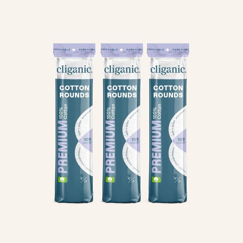 Cliganic Premium Cotton Rounds - Soft and Gentle Texture, Ideal for Daily Use, Available in Multiple Colors Makeup Remover Tool Makeup Puffs