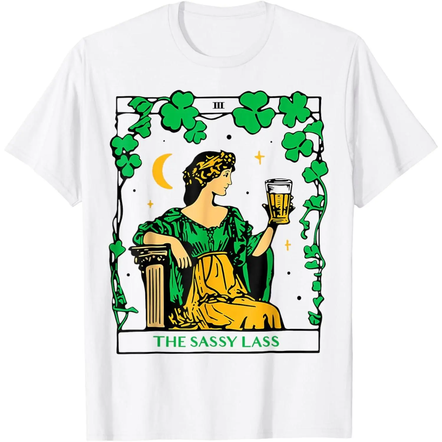 Funny Patrick's Day The Sassy Lass Tarot Card Tee T-Shirt